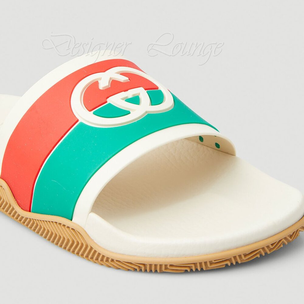 SOLD! NEW GUCCI Women's Agrado Interlocking G Logo Cream Rubber Slides EU 37 - Picture 6 of 16